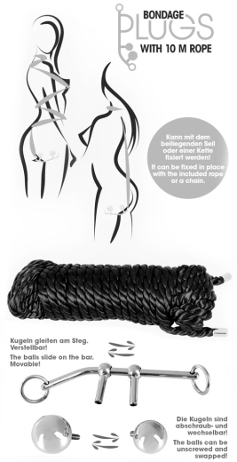 Bondage Plugs with 10 m rope